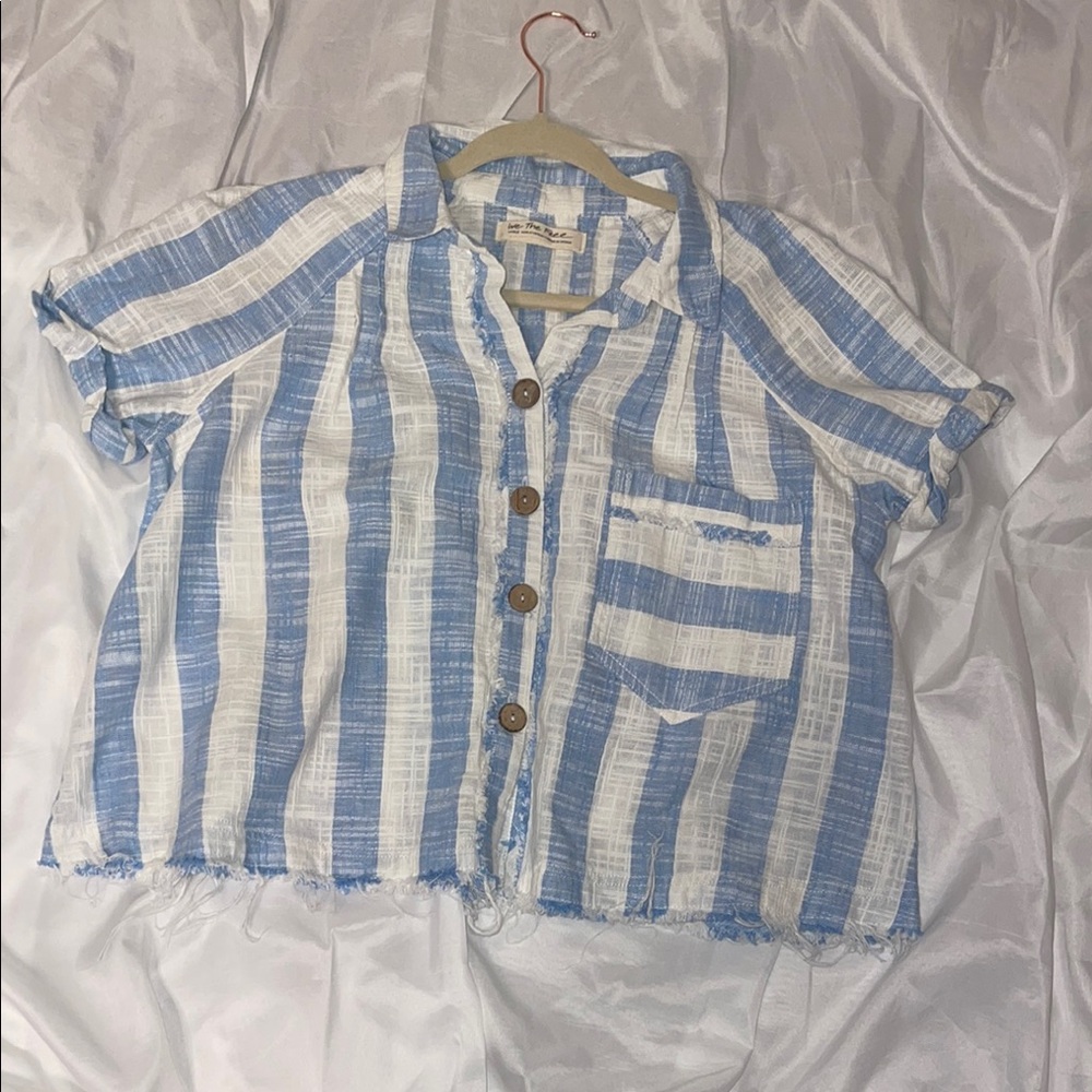 Blue and White Striped Adult shirt